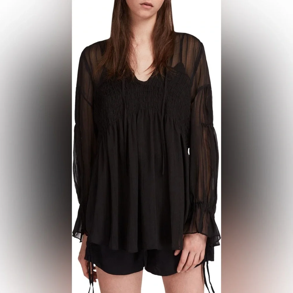 All saints sheer ruched Lucinda Top
